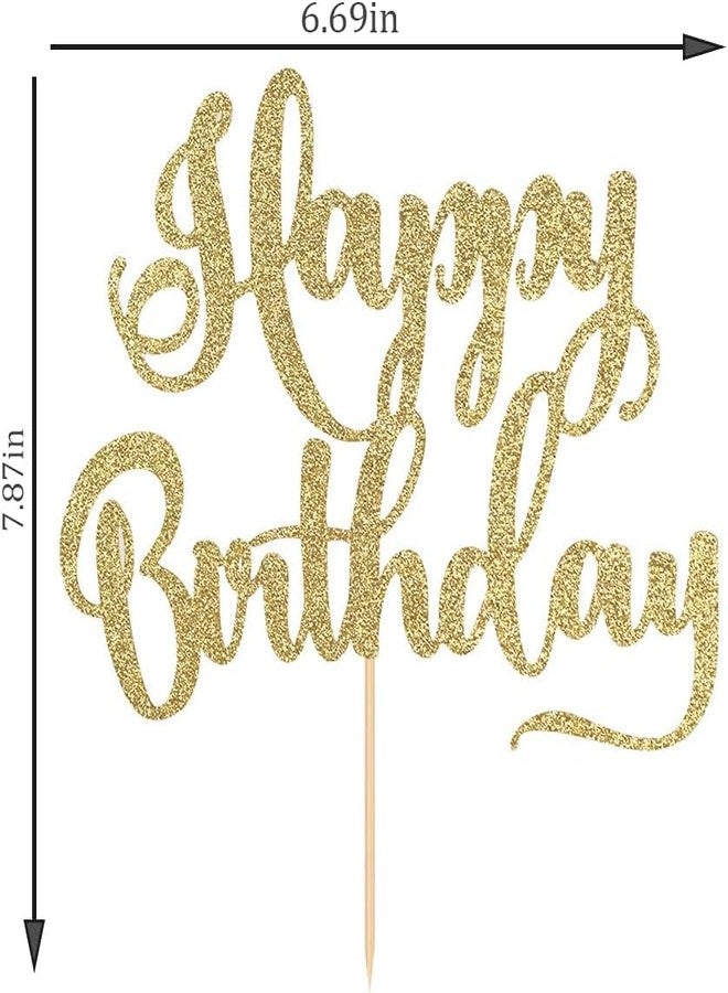 Confetti! happy birthday Cake Topper, Happy Birthday Cake Bunting Decor, Birthday Party Decoration Supplies, (Gold) - Image 3